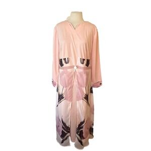 Hekka Long Dress Size XXL Cottage Core peach Orange Long‎ Sleeve Maxi